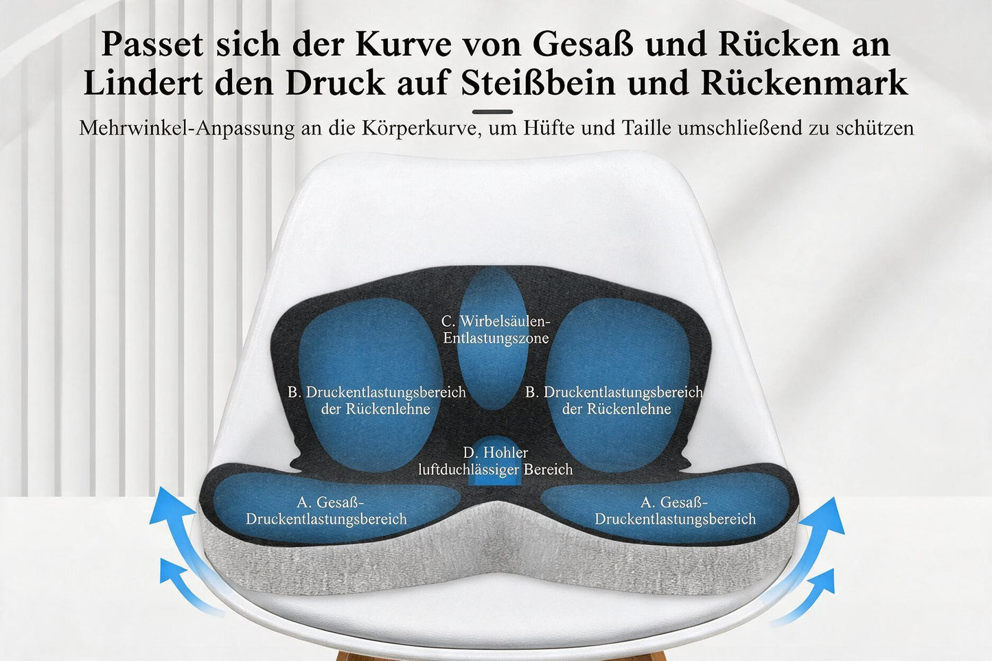 Snoovia Ergonomisches Sitzkissen – Memory Foam mit Steißbein-Entlastung