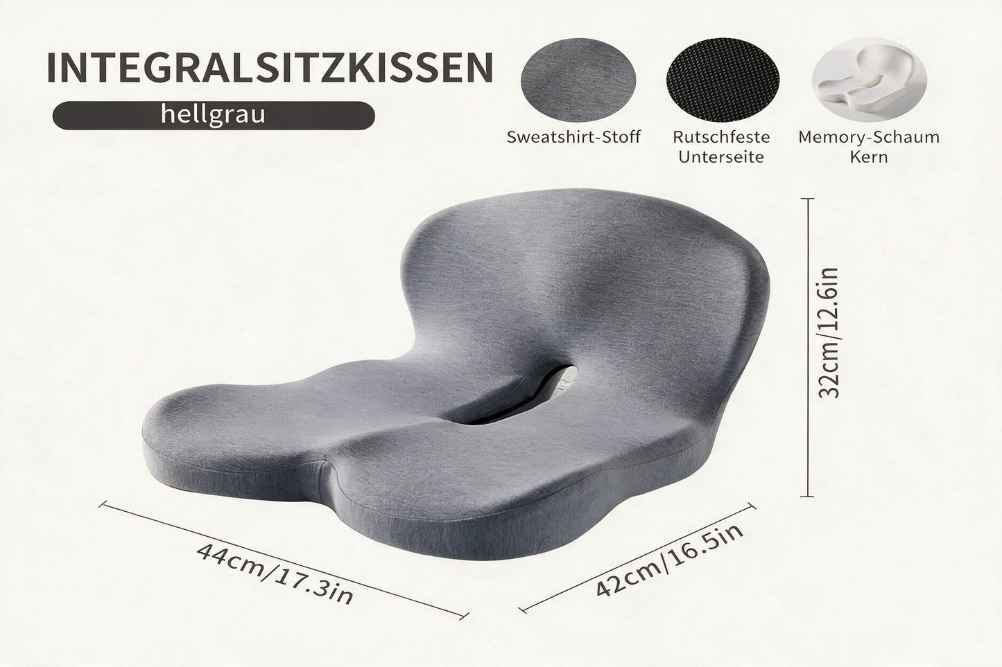 Snoovia Ergonomisches Sitzkissen – Memory Foam mit Steißbein-Entlastung